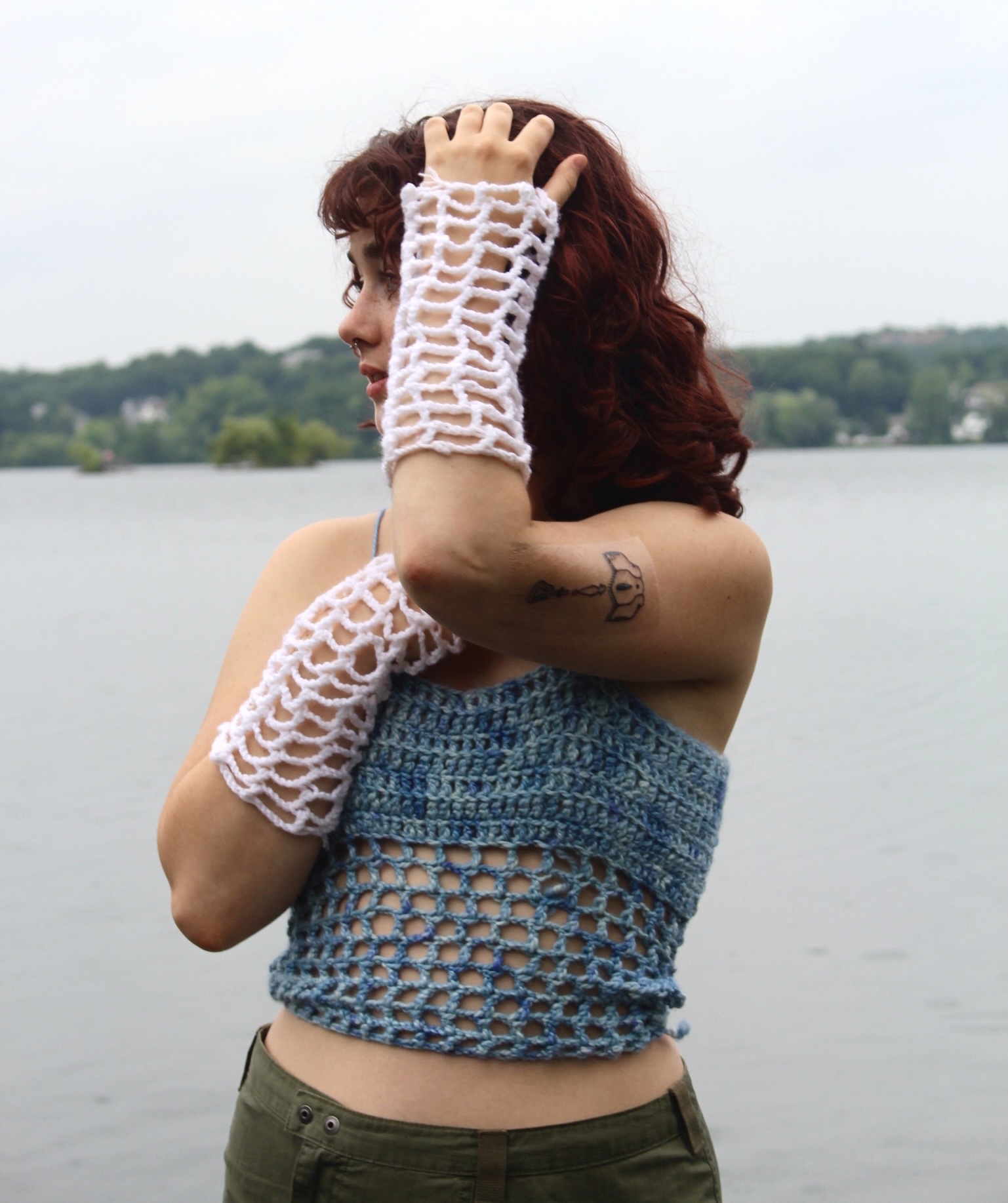 crochet arm warmers and top